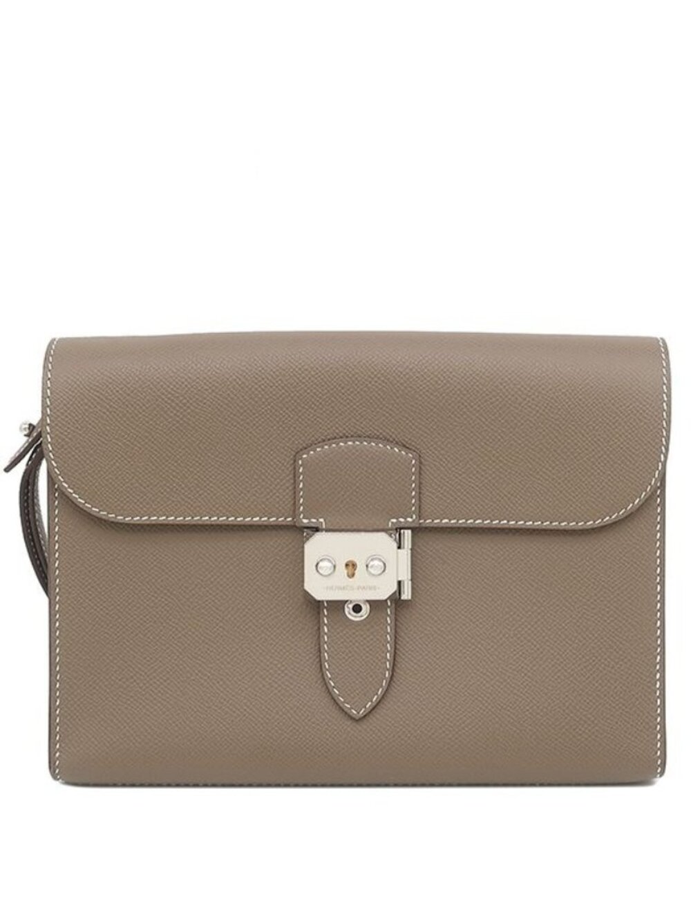 Hermes Clutch Sac a Depeche 24 Veau Epsom Etoupe Silver